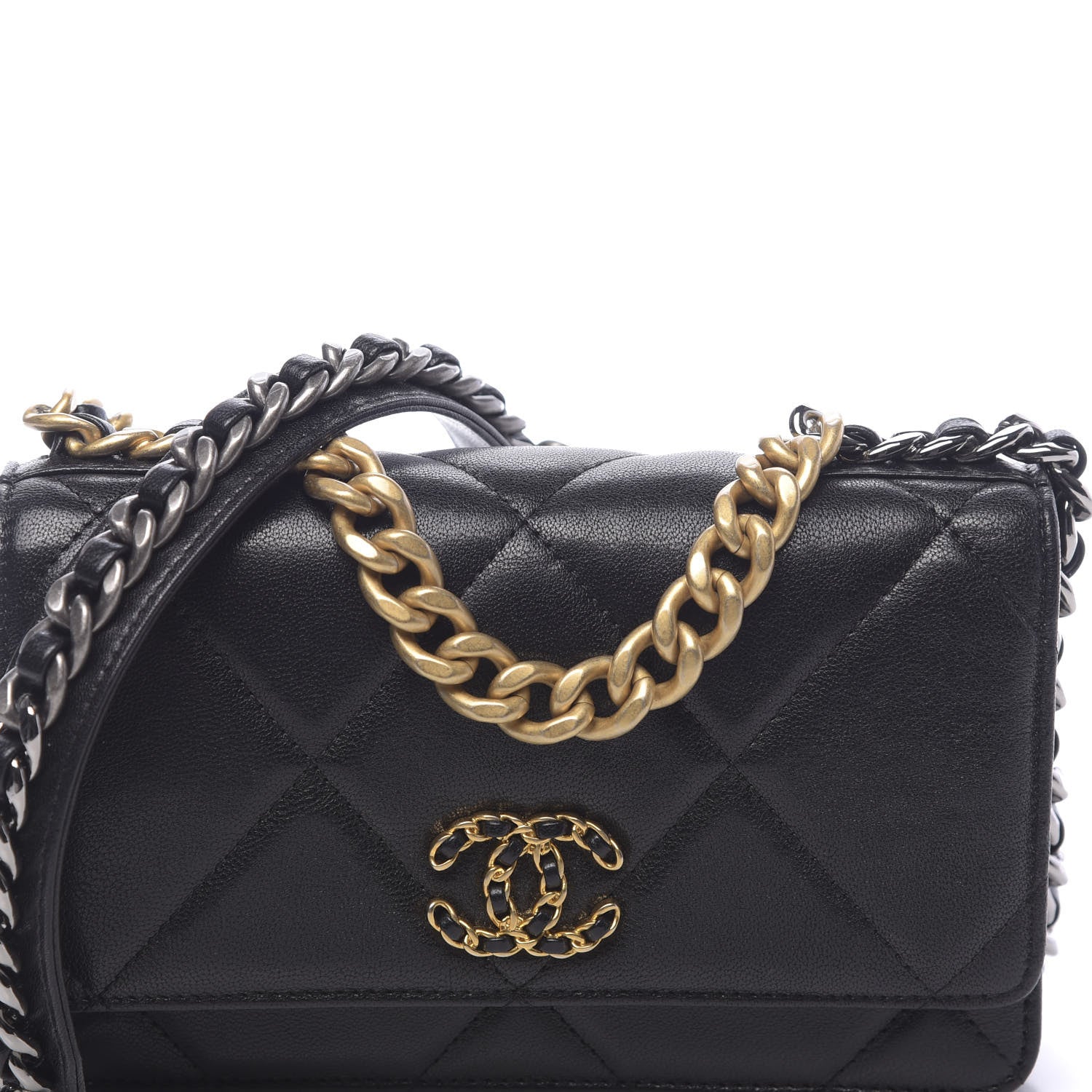 Chanel Goatskin Quilted 19 Wallet On Chain WOC Black 9 of 13