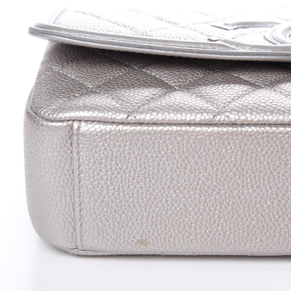 Chanel Metallic Caviar Quilted Small CC Filigree Flap Silver 10 of 14
