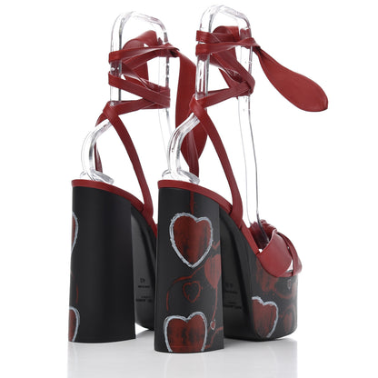 Saint Laurent Nappa Heart Paige 85 Platform Sandals 40 Rouge Eros 4 of 13
