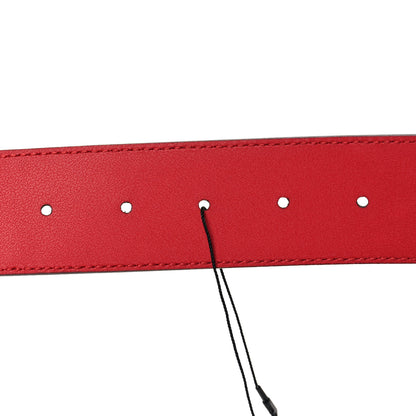 Gucci Textured Calfskin Flower Embroidered Double G 40mm Belt 75 30 Hibiscus Red 4 of 5