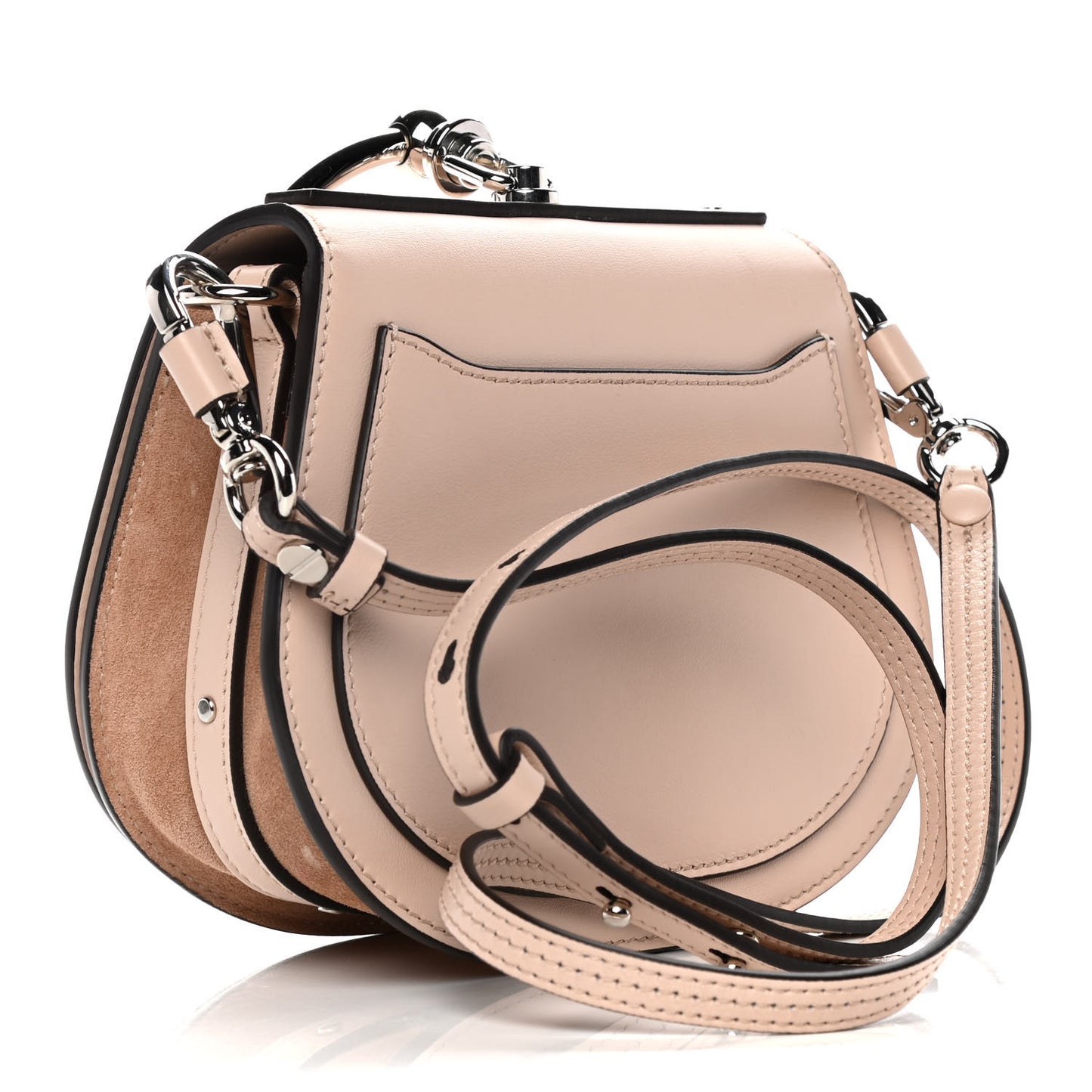 Calfskin Crystal Embellished Small Nile Bracelet Bag Cement Pink