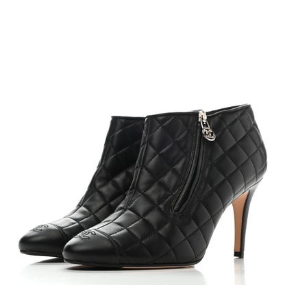 Chanel Calfskin Quilted Cap Toe Short Boots 39 Black 3 of 8