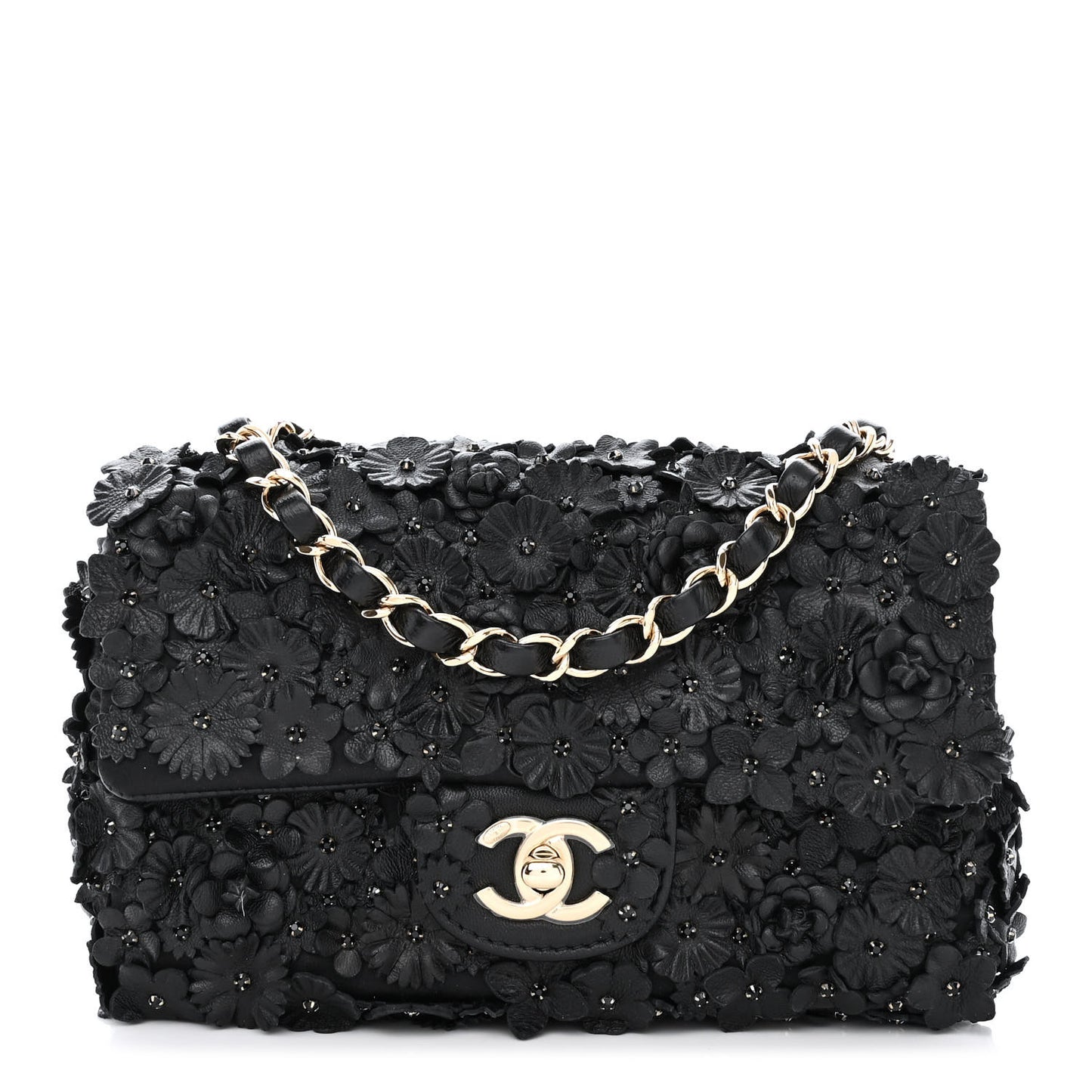 Lambskin Small Camellia Flap Black