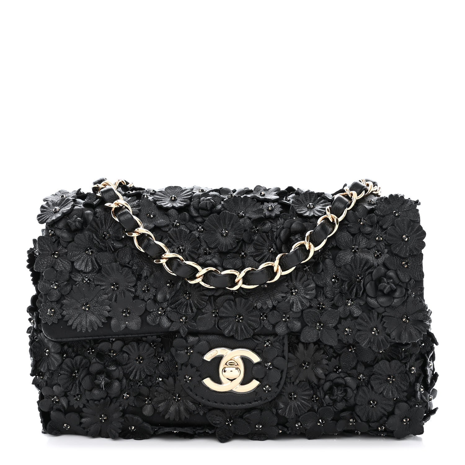 Chanel Lambskin Small Camellia Flap Black 1 of 11
