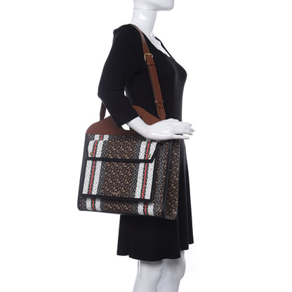 Burberry E-Canvas Monogram Stripe Medium Pocket Bag Bridle Brown 2 of 9
