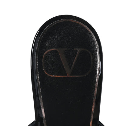 Valentino Garavani Patent Monochrome Roman Stud Ankle Strap 80mm Pumps 38.5 Black 7 of 8