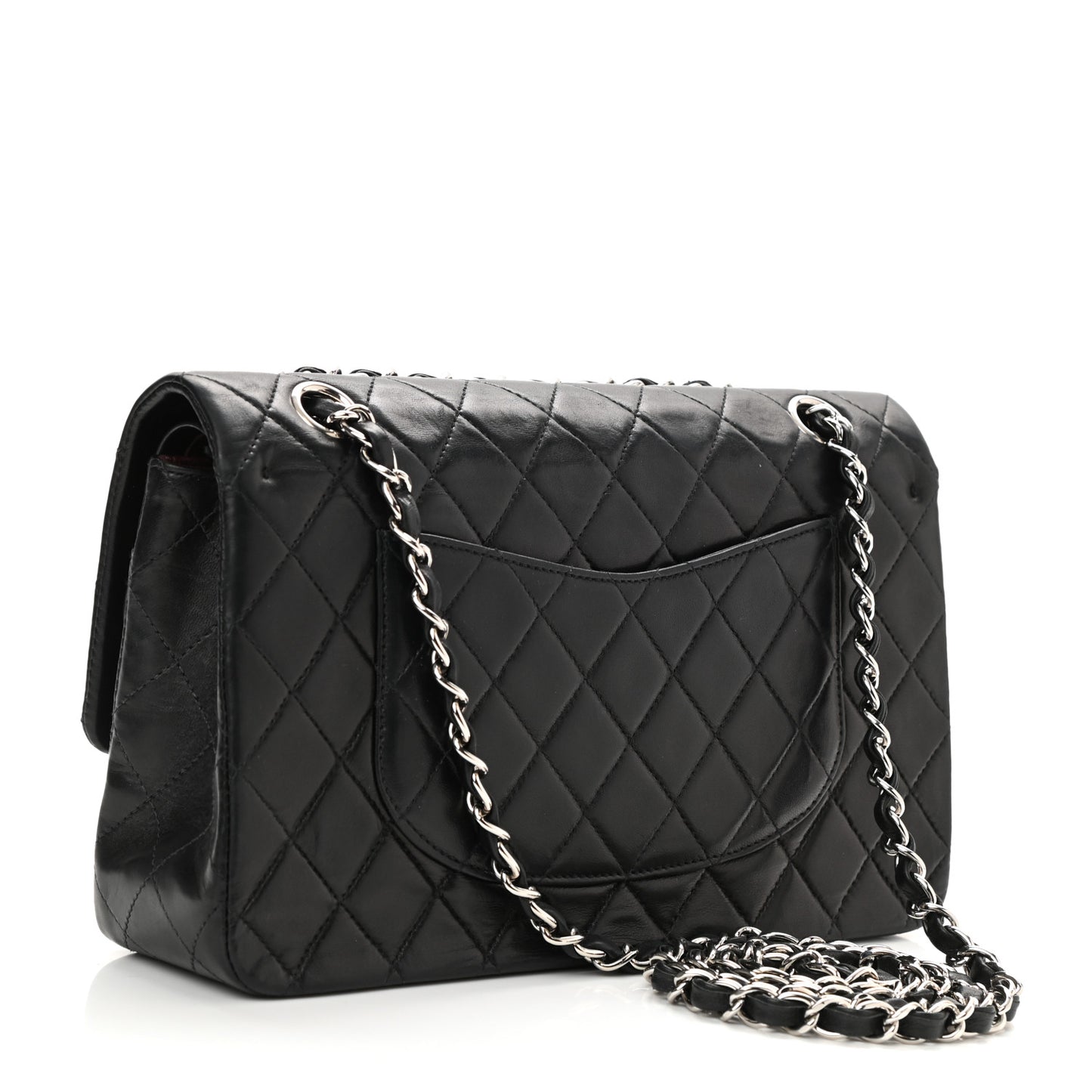 Lambskin Quilted Medium Double Flap Black