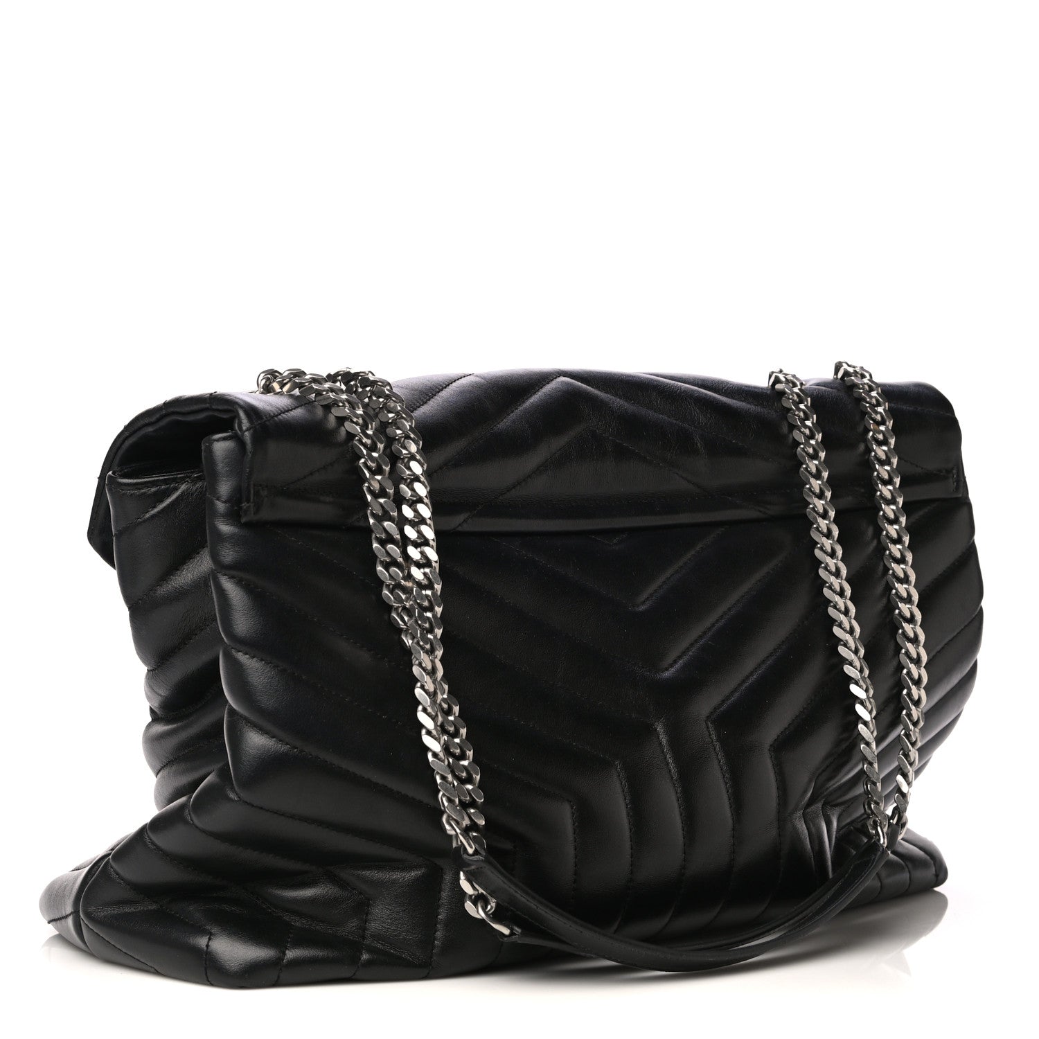 Saint Laurent Calfskin Y Quilted Monogram Large Loulou Chain Satchel Black 2 of 11