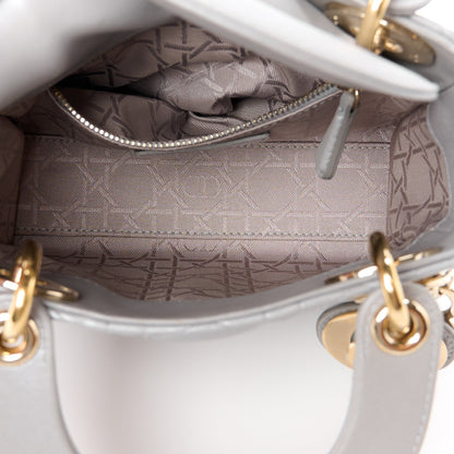 Christian Dior Metallic Lambskin Cannage Mini Lady Dior Grey 5 of 13