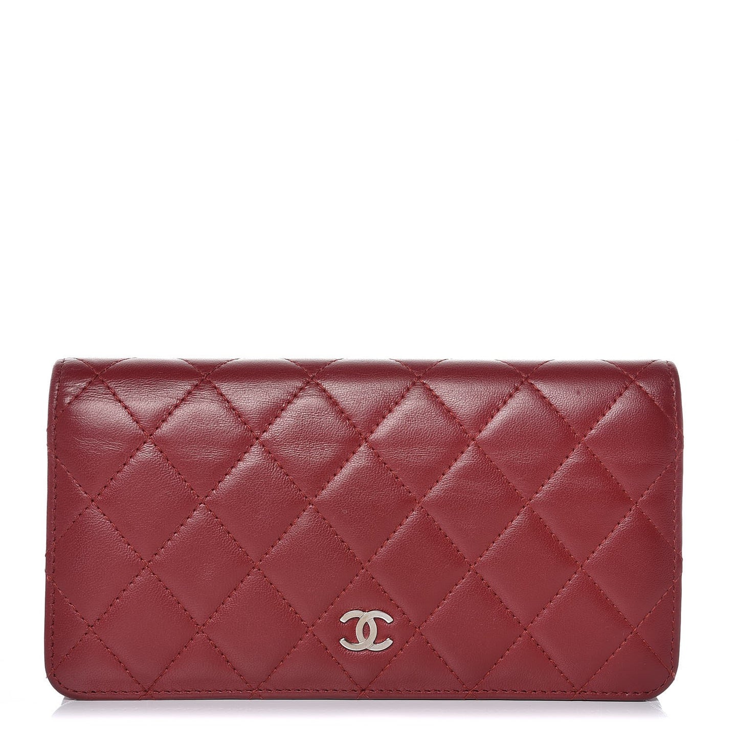 Lambskin Quilted Yen Wallet Red