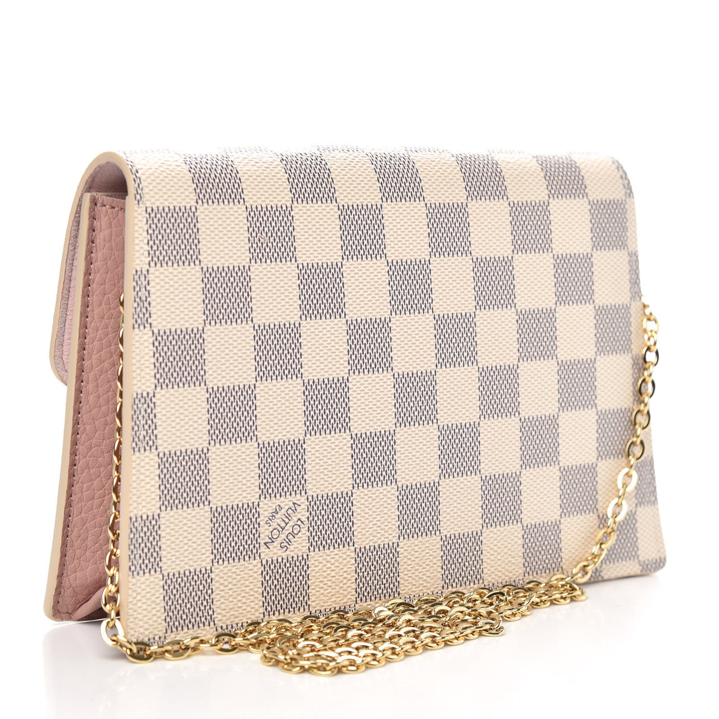 Damier Azur Croisette Chain Wallet Rose Ballerine