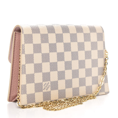 Louis Vuitton Damier Azur Croisette Chain Wallet Rose Ballerine 3 of 9
