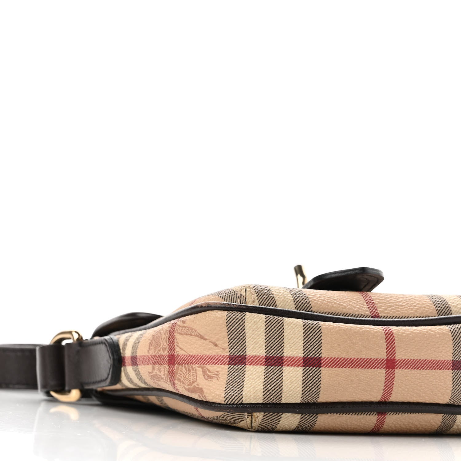 Burberry Haymarket Check Buckle Crossbody Bag Dark Brown 9 of 10