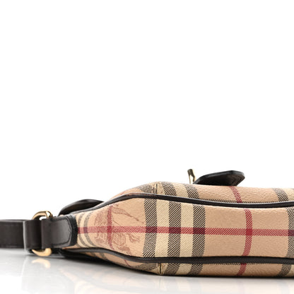 Burberry Haymarket Check Buckle Crossbody Bag Dark Brown 9 of 10