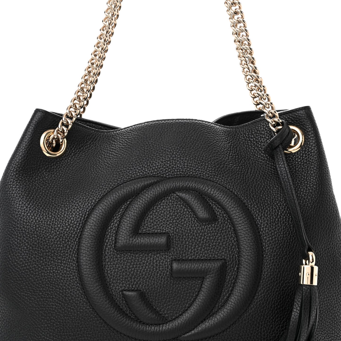 Pebbled Calfskin Medium Soho Chain Shoulder Bag Black