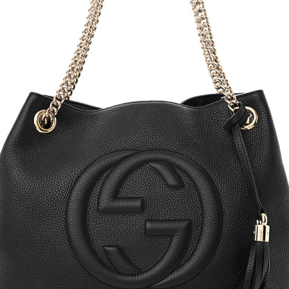 Gucci Pebbled Calfskin Medium Soho Chain Shoulder Bag Black 8 of 12