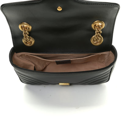 Gucci Calfskin Matelasse Mini GG Marmont Shoulder Bag Black 4 of 14
