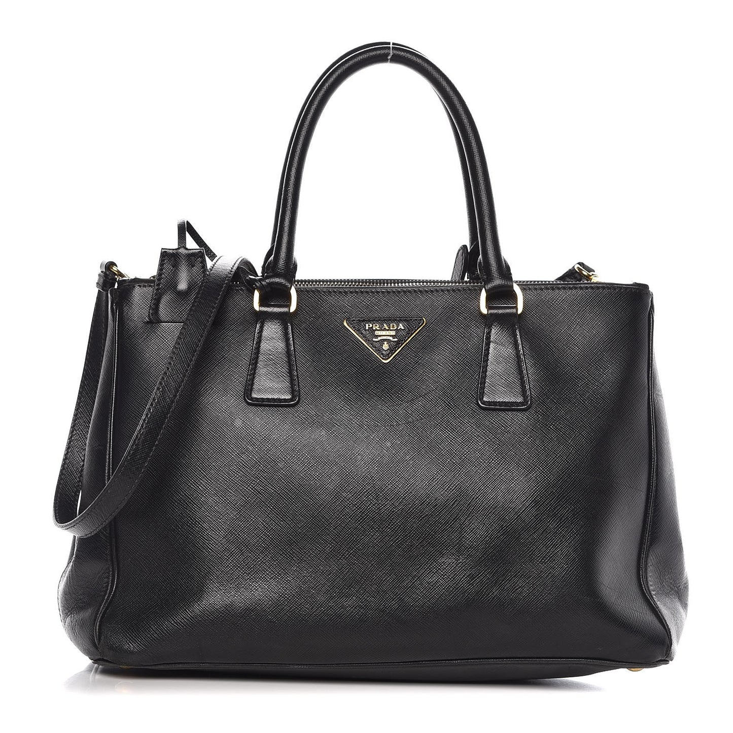 Saffiano Medium Galleria Double Zip Tote Black