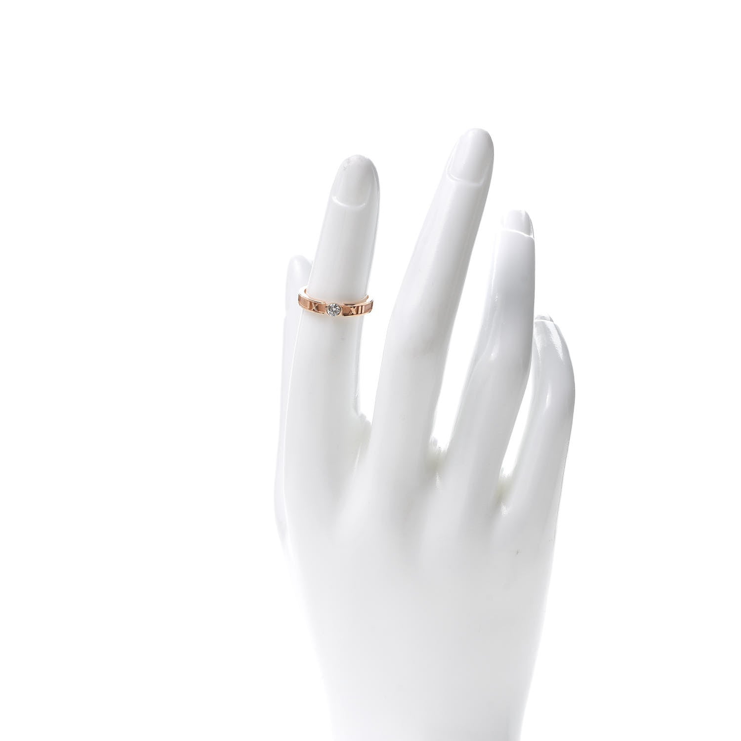 Tiffany 18K Rose Gold Diamond Atlas Closed Narrow Ring 48 4.5 2 of 5