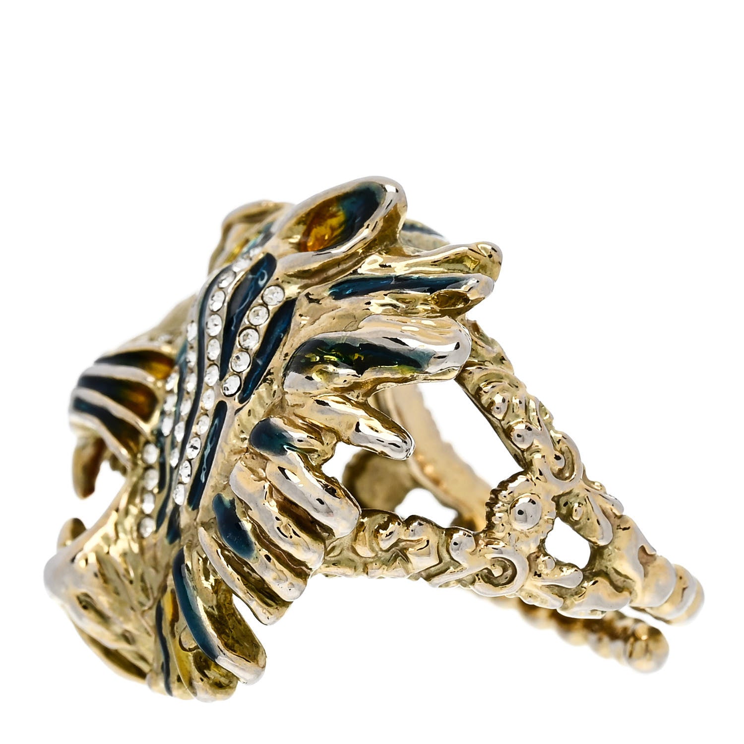 Gucci Metal Crystal Rajah Ring S Gold 3 of 8