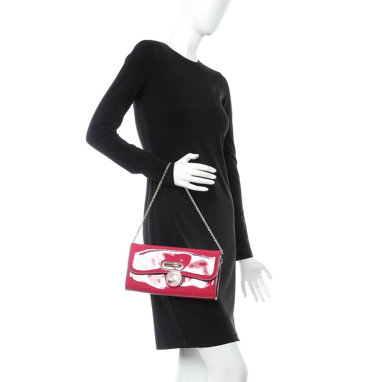 Patent Riviera Clutch Fuchsia