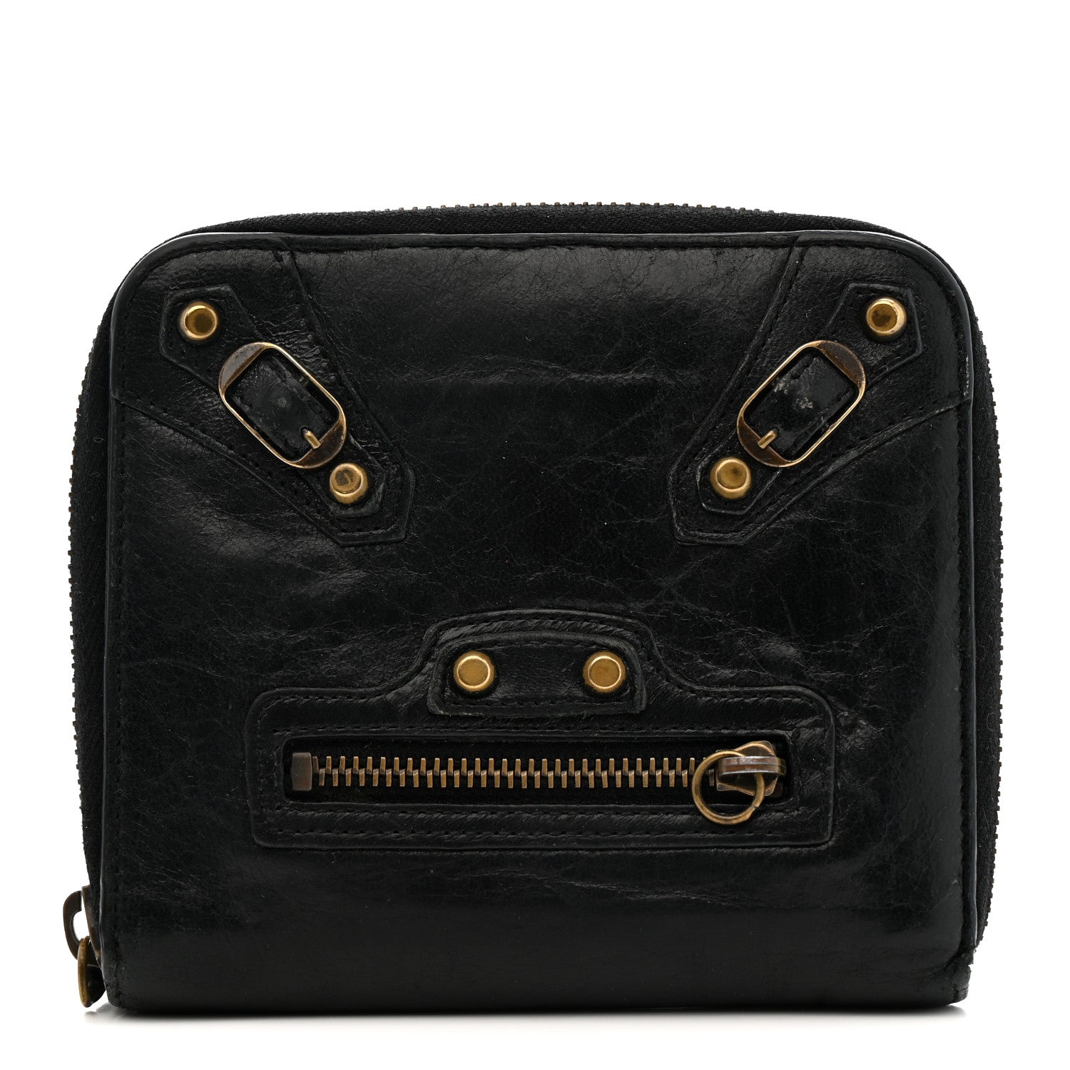 Balenciaga Agneau Classic Gold Hardware Compact Wallet Black 1 of 12