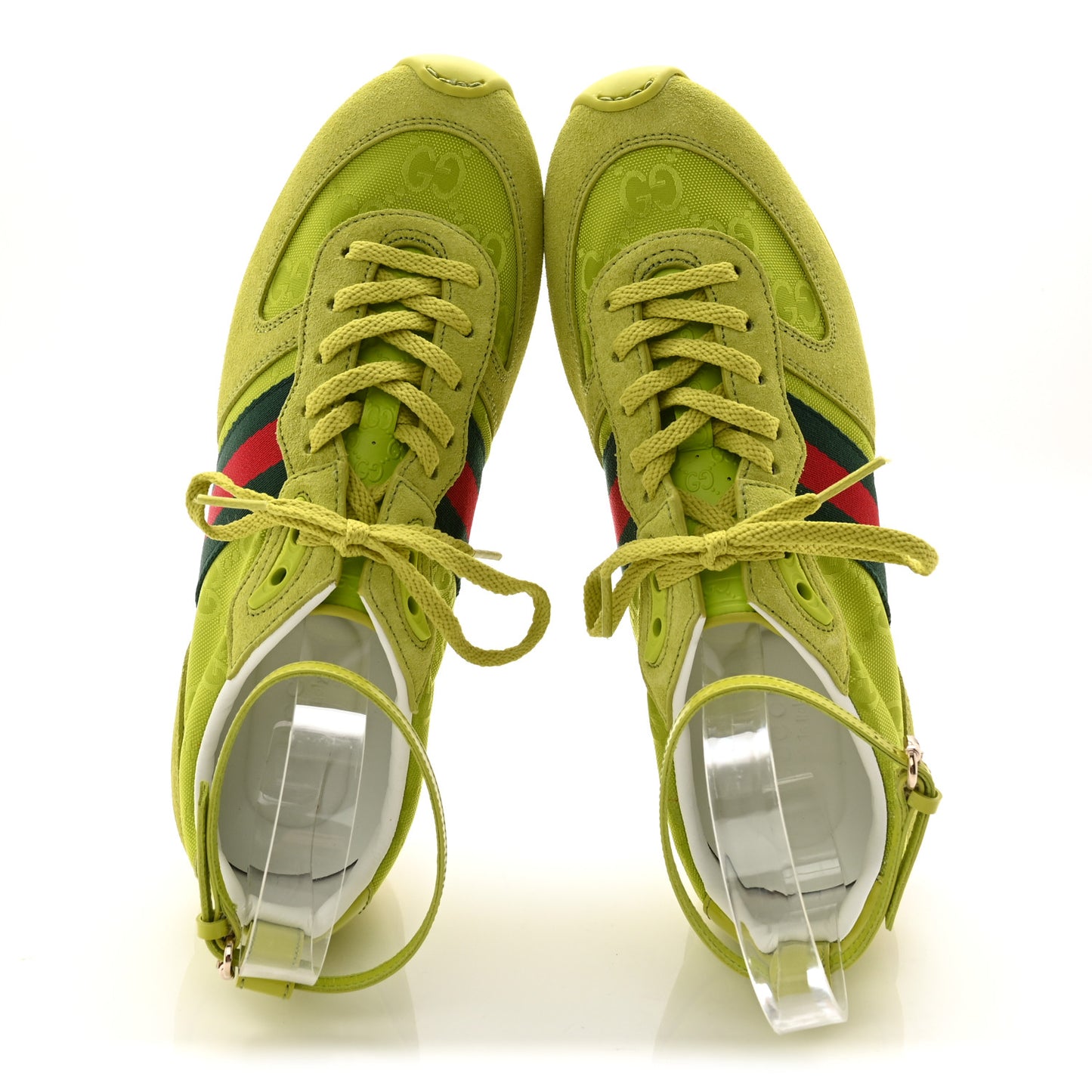 GG Suede Monogram Web Re-Motion Sneakers 37 Green