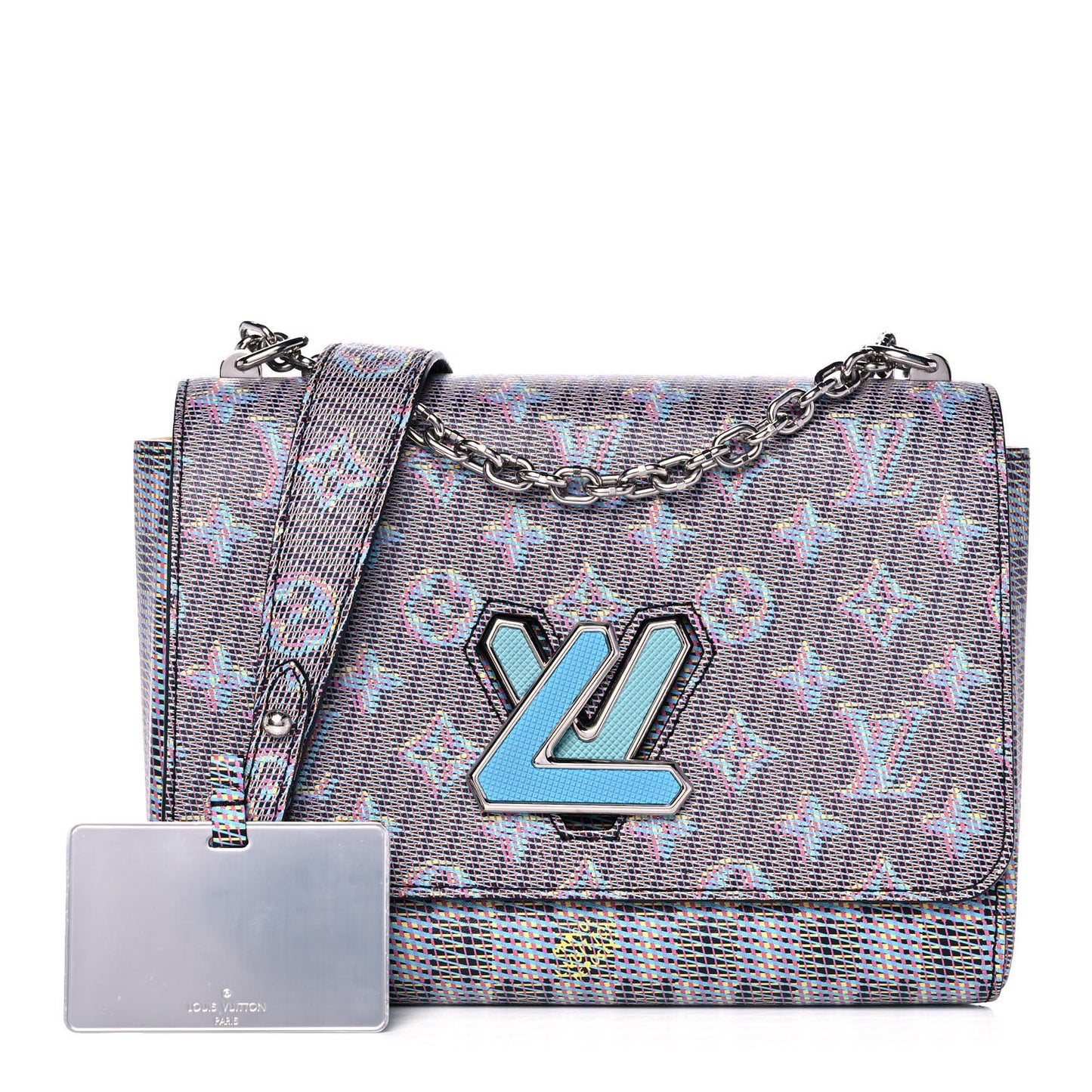 Calfskin Monogram LV Pop Twist Shoulder Bag MM Blue