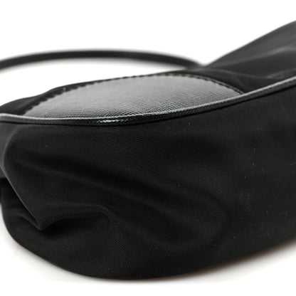 Prada Tessuto Nylon Saffiano Kisslock Shoulder Bag Black 9 of 10
