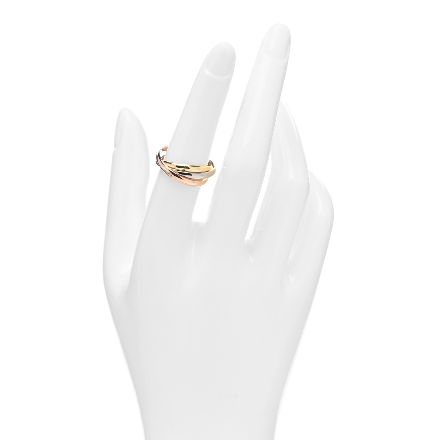 Cartier 18K Pink Yellow White Gold Small Trinity Ring 53 6.25 2 of 5