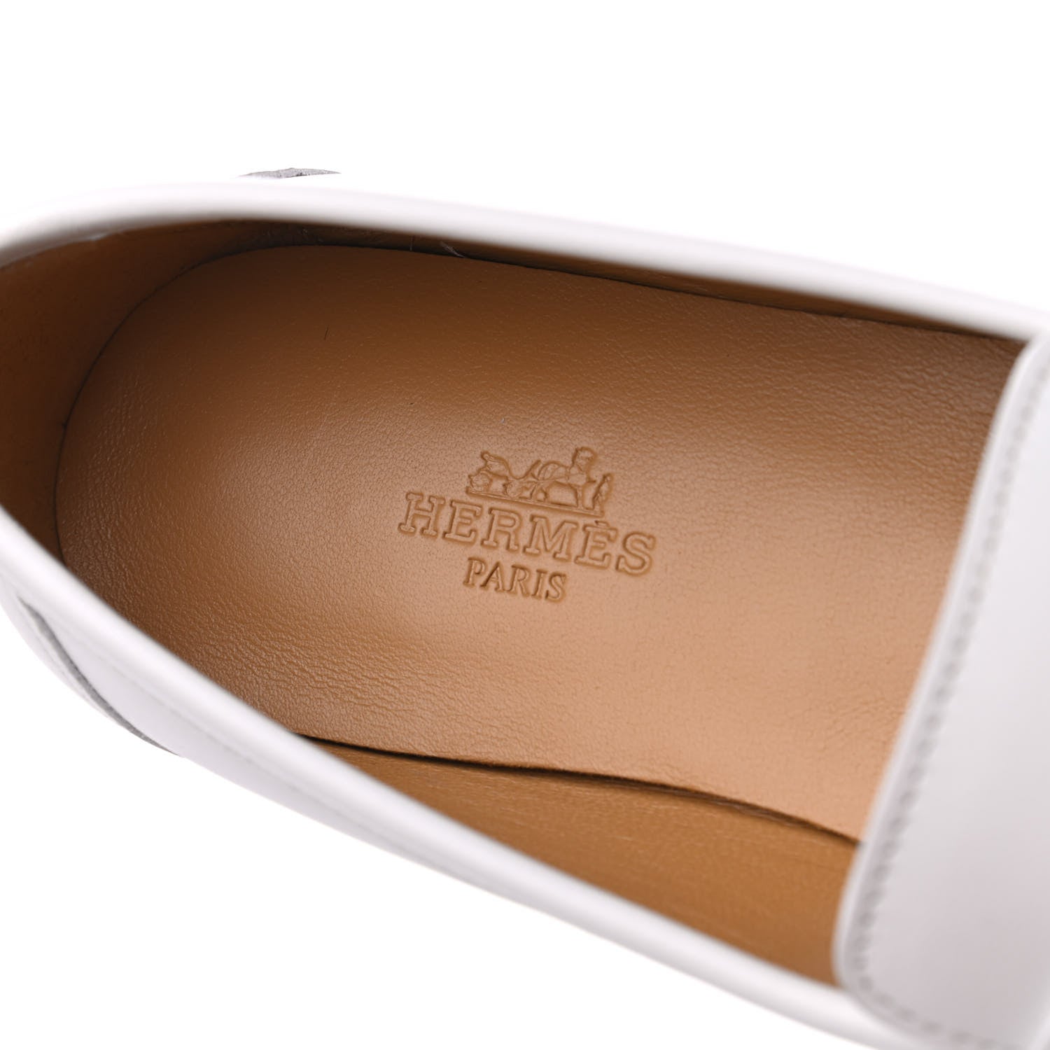 Hermes Calfskin Womens Colette Loafers 37.5 White 6 of 11