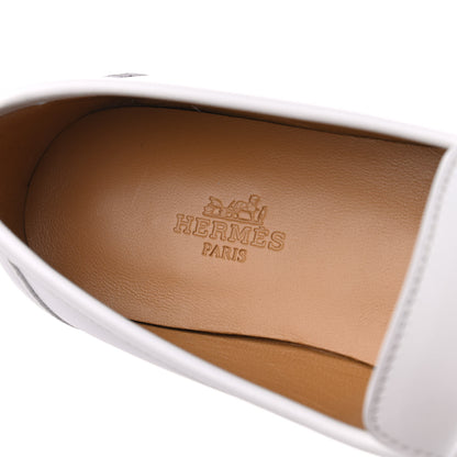 Hermes Calfskin Womens Colette Loafers 37.5 White 6 of 11