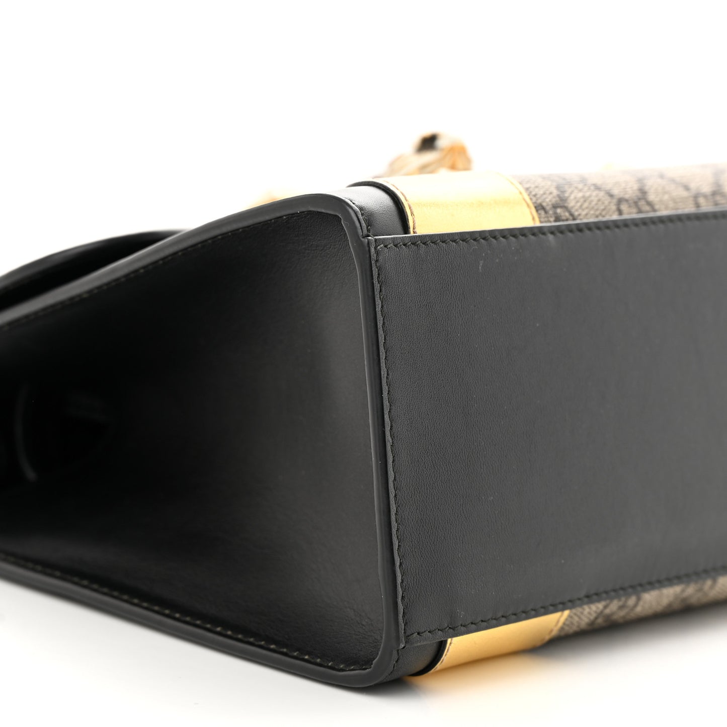 GG Supreme Monogram Small Osiride Top Handle Bag Black Gold