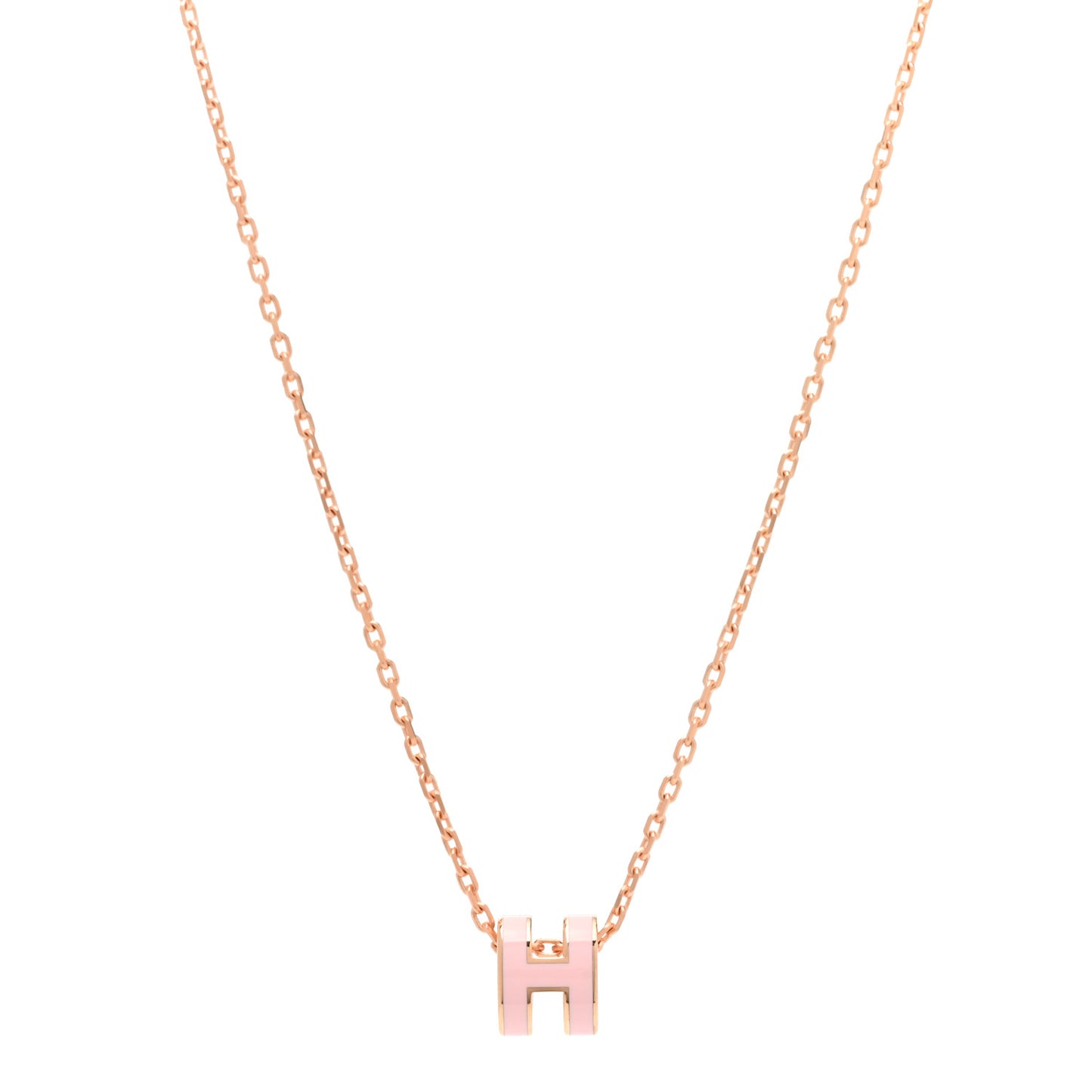 Lacquered Rose Gold Mini Pop H Pendant Necklace Rose Dragee