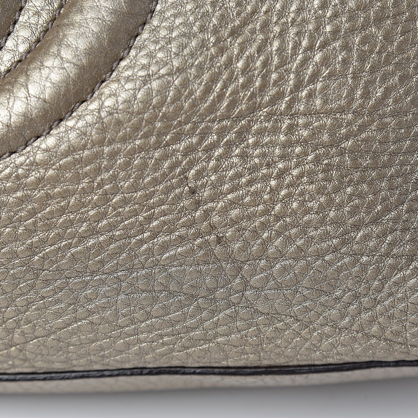 Metallic Pebbled Calfskin Medium Soho Chain Shoulder Bag Golden Beige