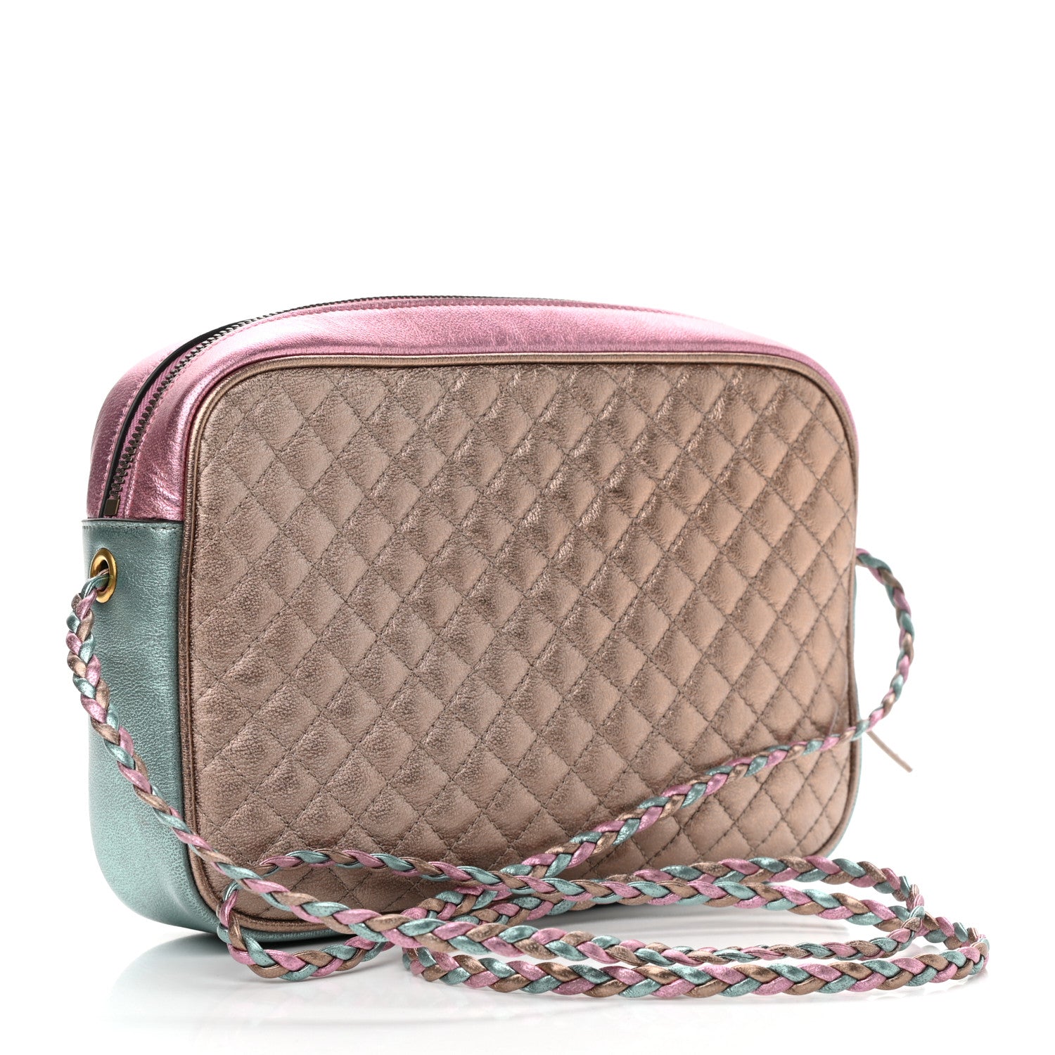 Gucci Laminated Nappa Trapuntata Small Zumi Shoulder Bag Rosa Lago Rame 3 of 10