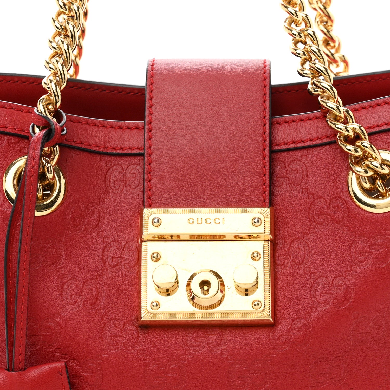 Gucci Guccissima Small Padlock Tote Red 8 of 11