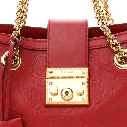 Gucci Guccissima Small Padlock Tote Red 8 of 11