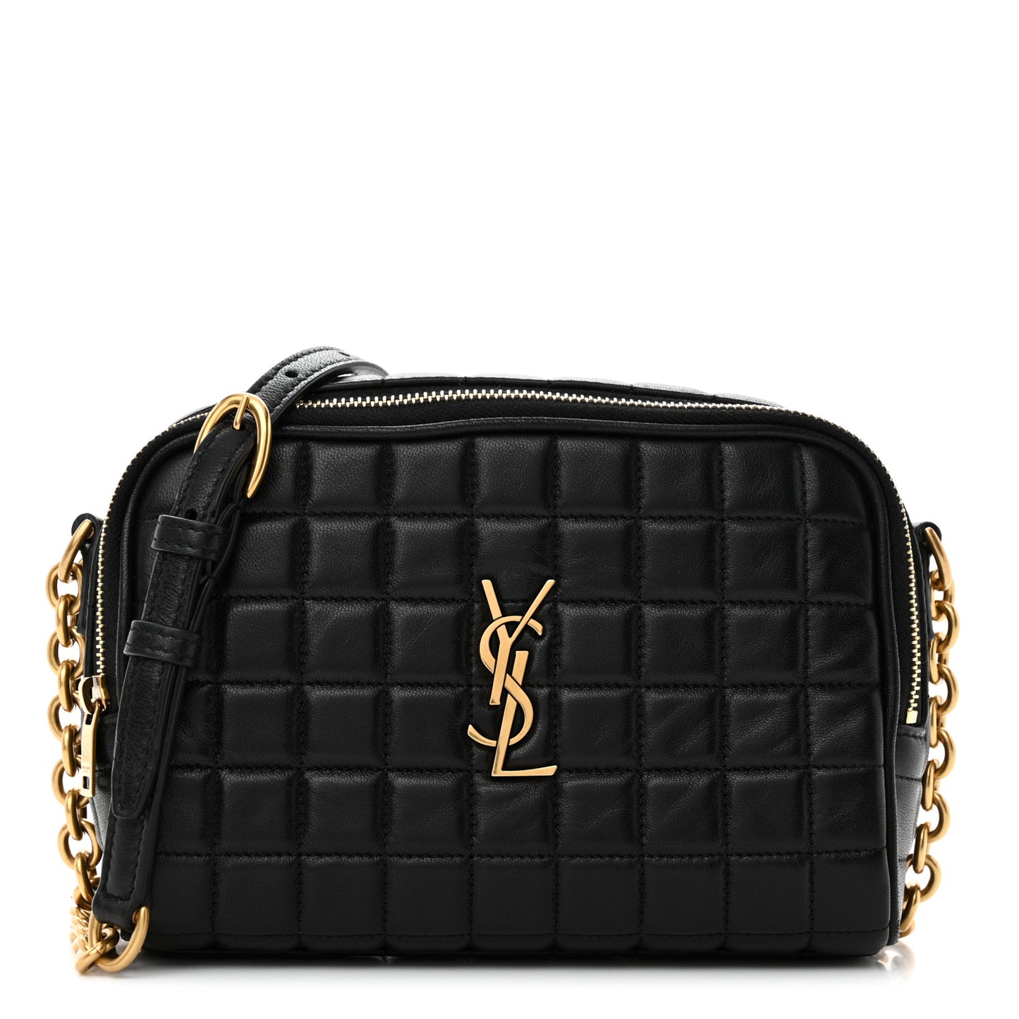 Lambskin Carre Quilted Cassandre Mini Camera Bag Black