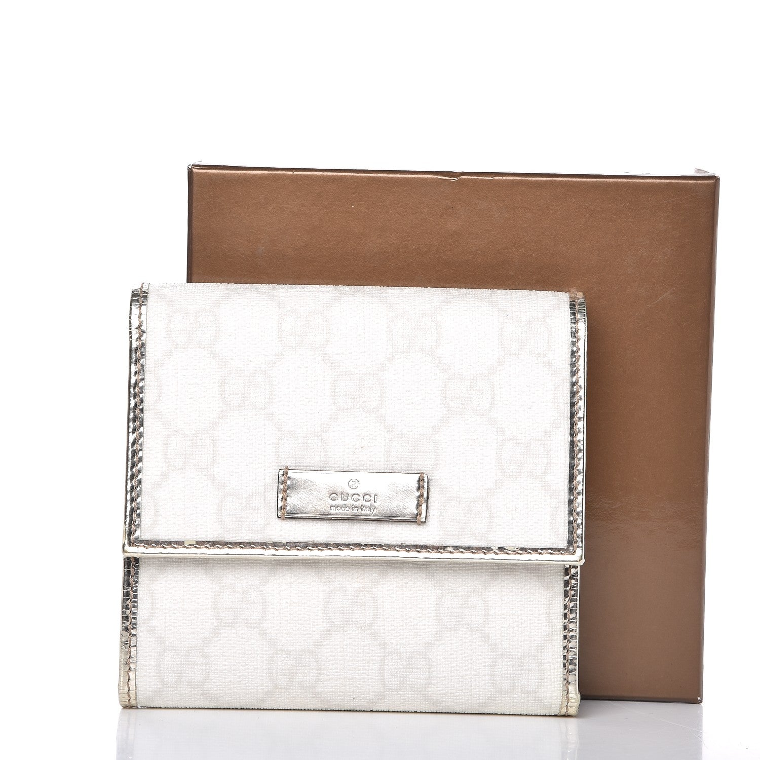 Gucci Monogram Joy French Flap Wallet White Silver 11 of 11