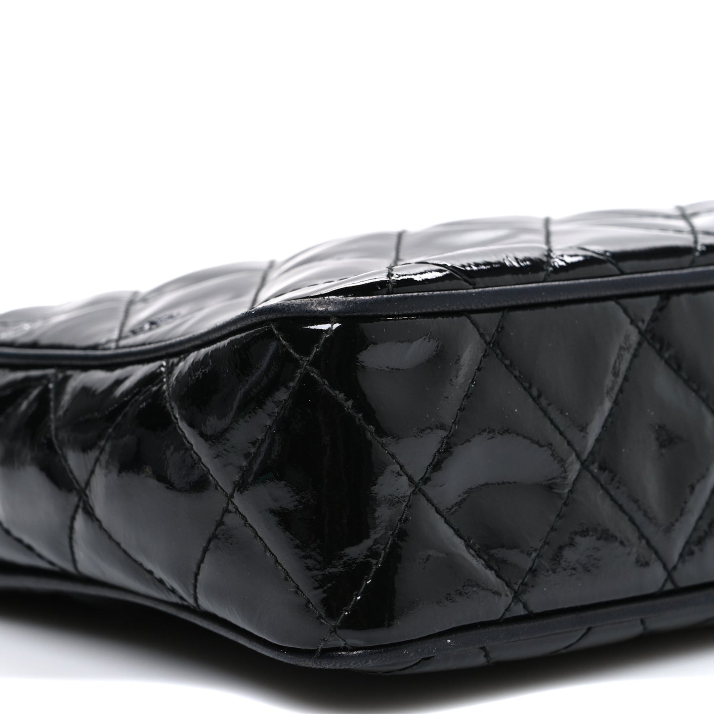 Patent Quilted Tassel Camera Case Black