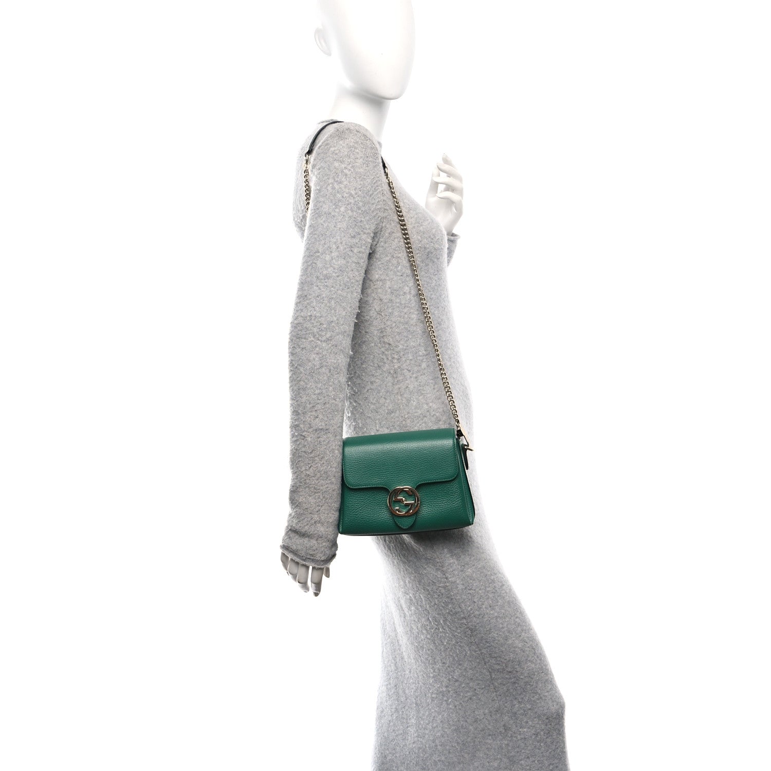 Gucci Dollar Calfskin Interlocking G Crossbody Bag Emerald 2 of 12
