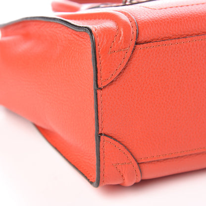 Celine Drummed Calfskin Nano Luggage Vermillion 9 of 12