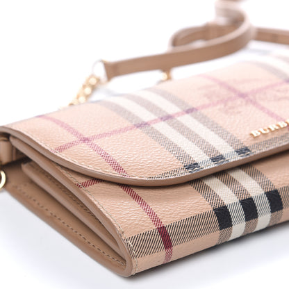 Burberry Haymarket Check Henley Wallet On Chain Mid Camel 9 of 10