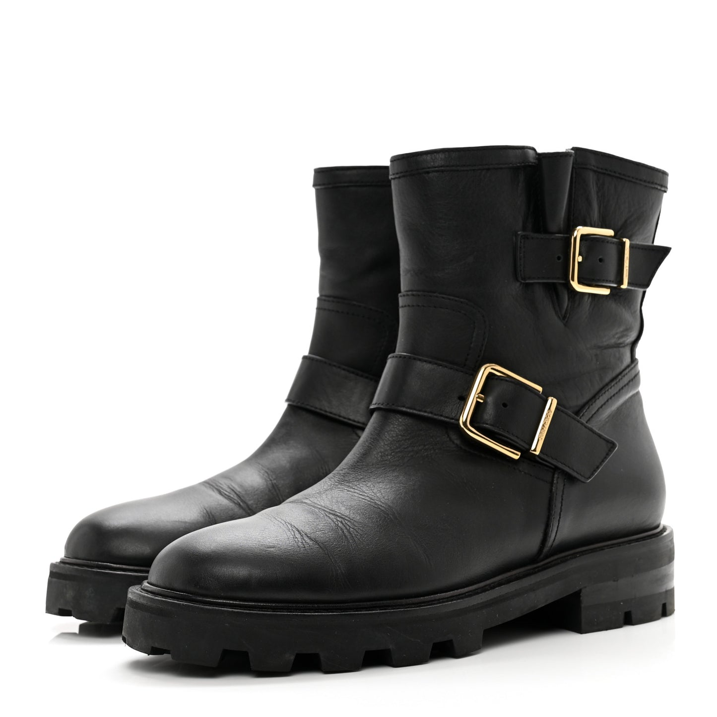 Smooth Calfskin Youth Biker Boots 38 Black