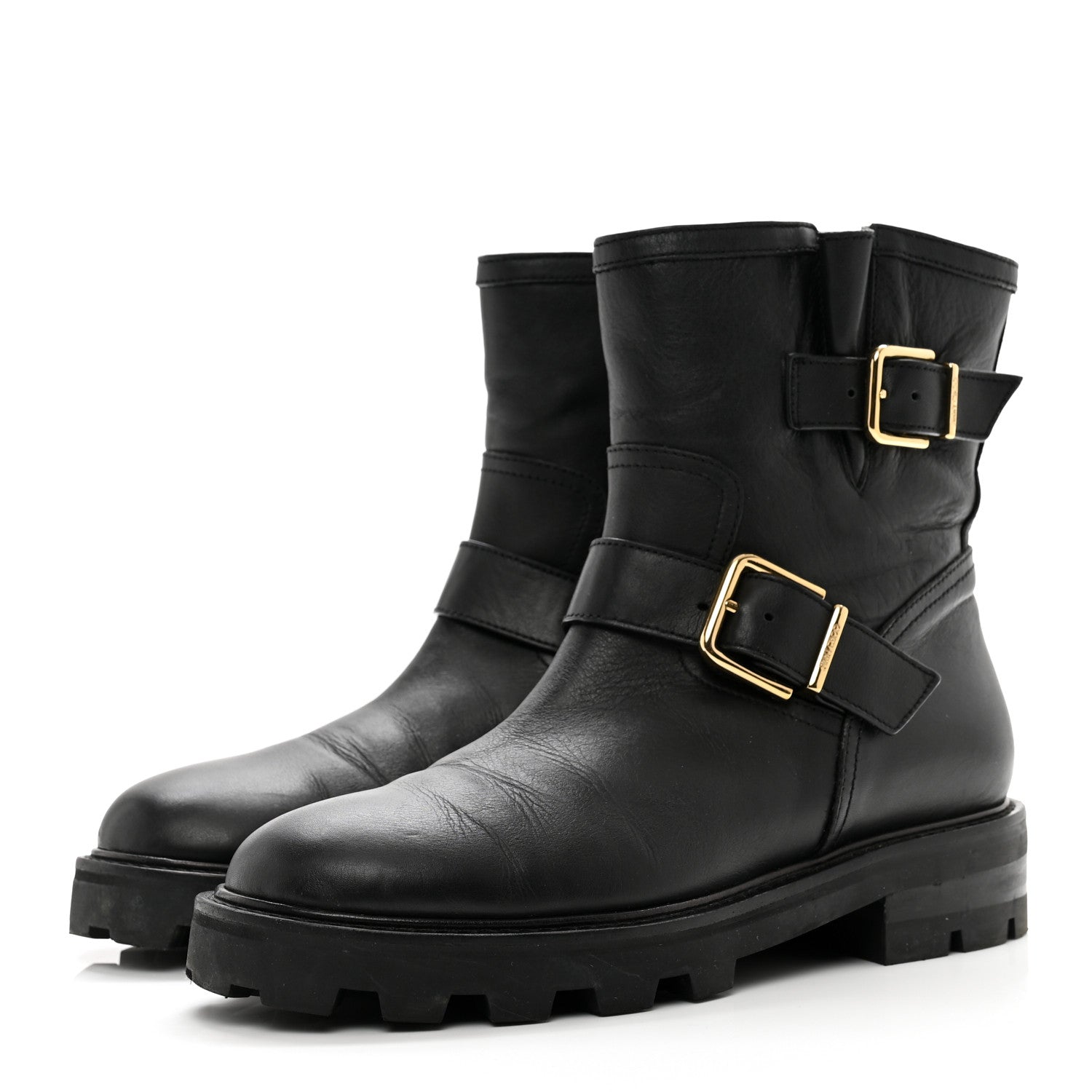 Jimmy Choo Smooth Calfskin Youth Biker Boots 38 Black 3 of 7