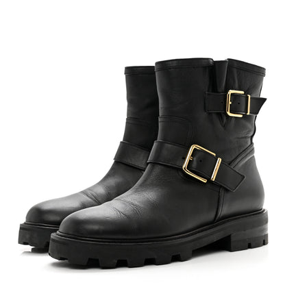 Jimmy Choo Smooth Calfskin Youth Biker Boots 38 Black 3 of 7