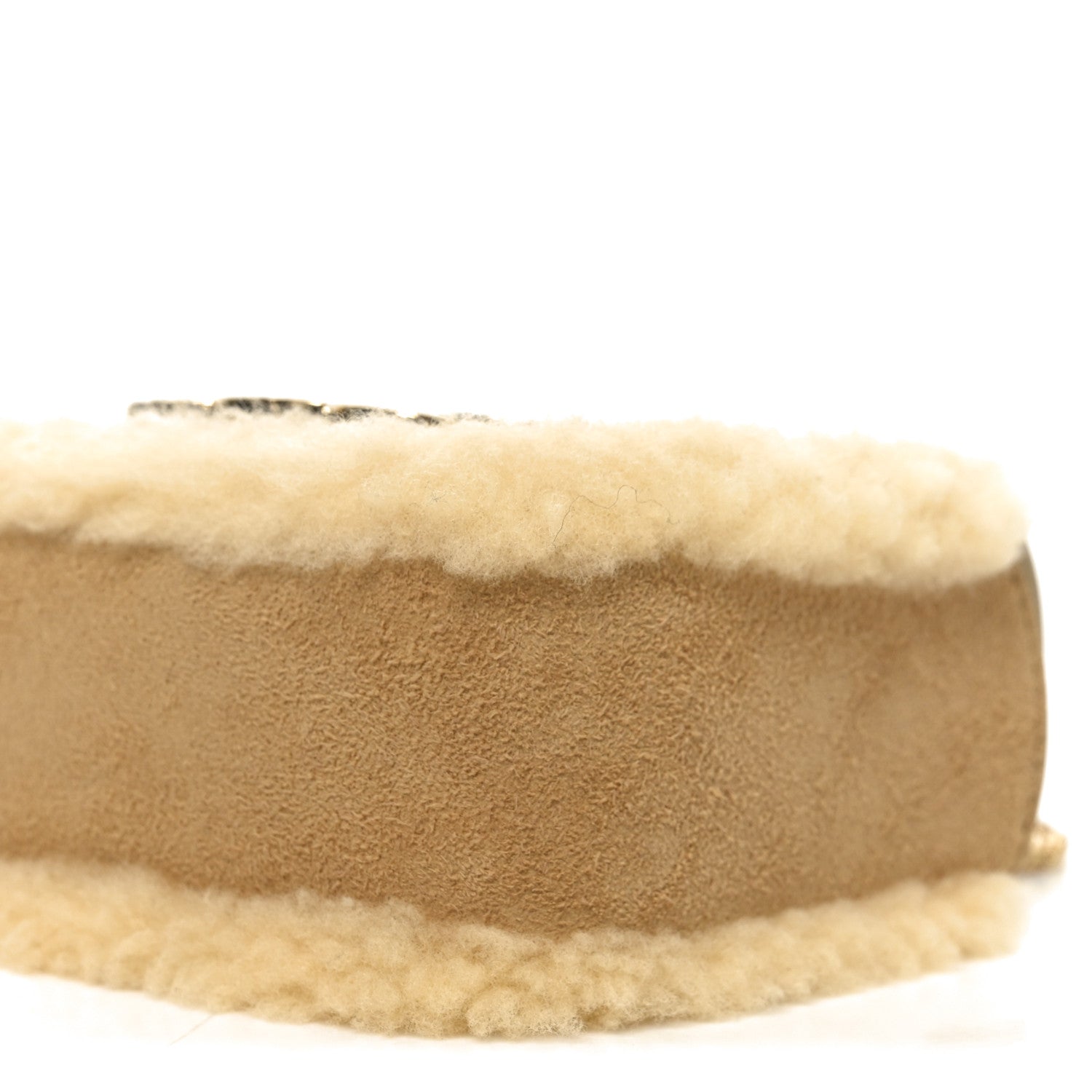 Celine Suede Shearling Triomphe Mini Chain Claude Natural 1855097
