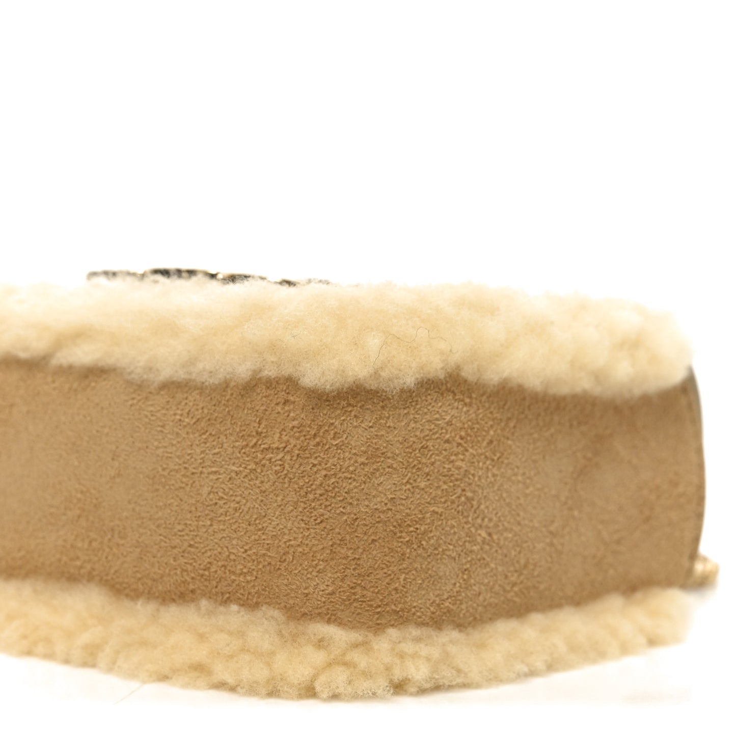 Suede Shearling Triomphe Mini Chain Claude Natural