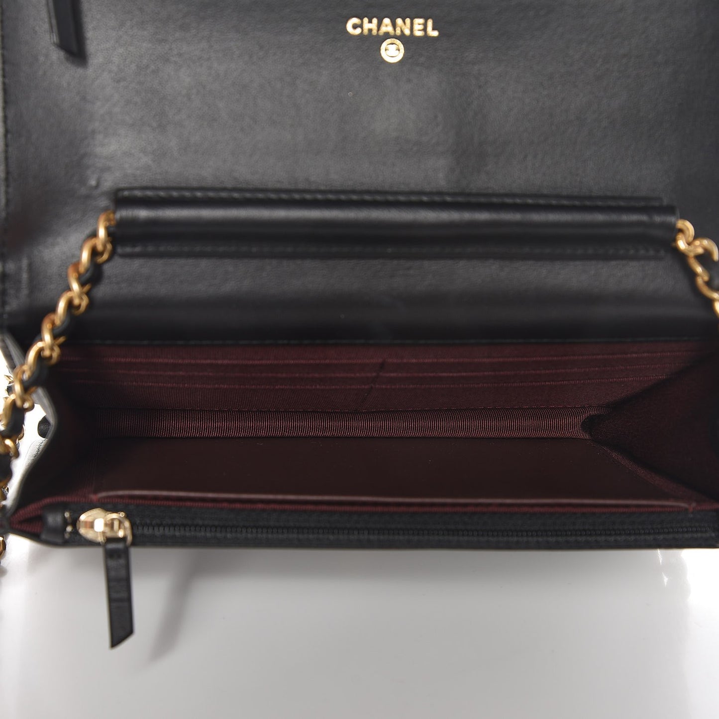 Aged Calfskin Quilted Lucky Charms 2.55 Reissue Wallet On Chain WOC Black